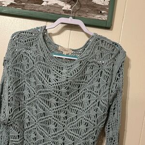Elan Mint Open-Knit Sweater